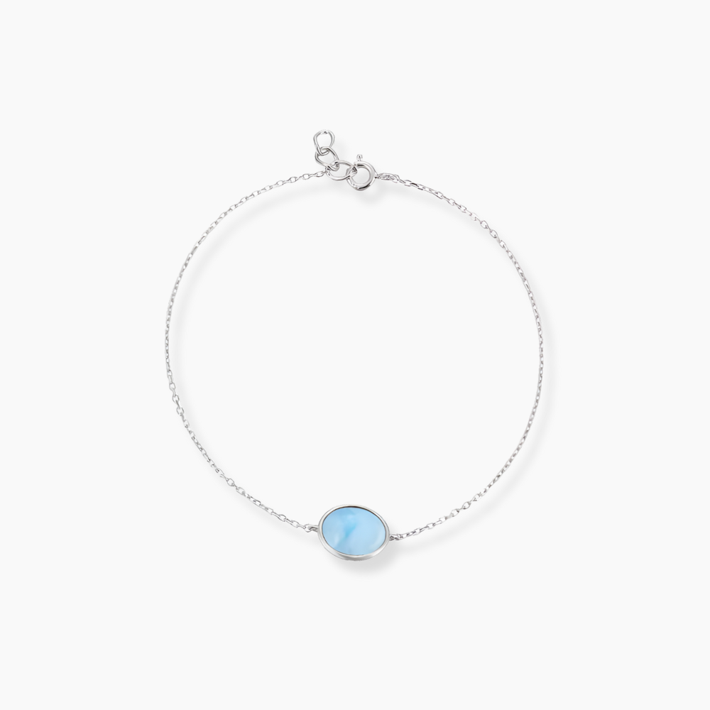 LARIMAR Armband 925 Sterlingsilver Naturlig Blå Sten